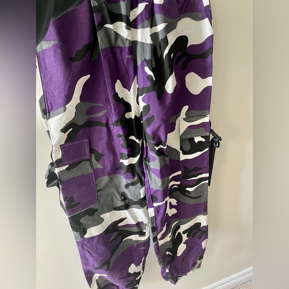 camo printed elastic waist cargo pants - Picture 6 of 7
